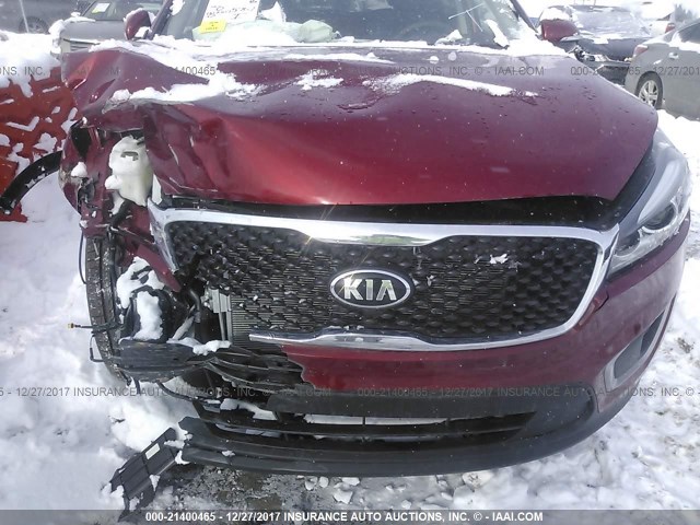 5XYPGDA54HG240346 - 2017 KIA SORENTO LX/L MAROON photo 6