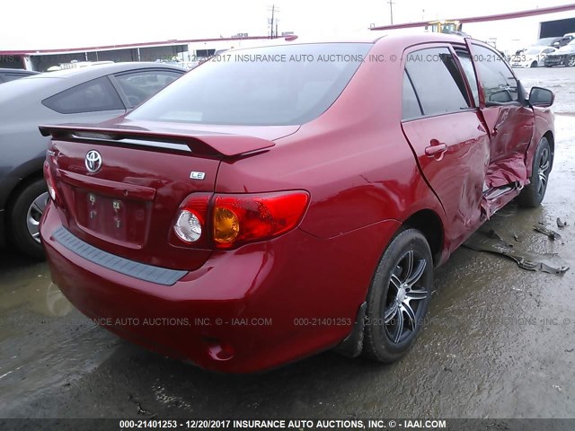JTDBL40E699033824 - 2009 TOYOTA COROLLA LE/XLE RED photo 4