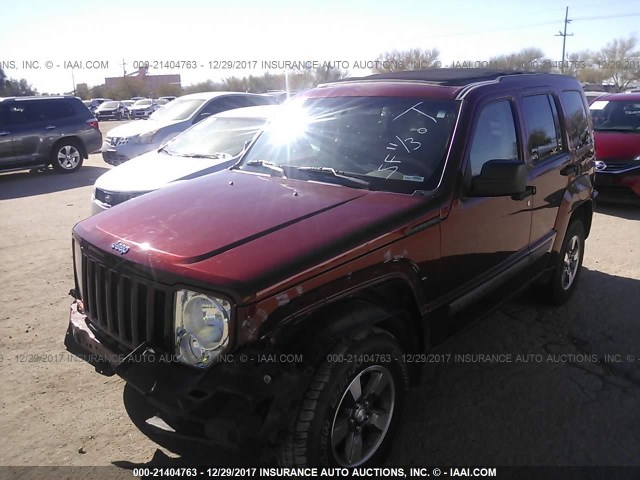 1J8GP28K98W177255 - 2008 JEEP LIBERTY SPORT MAROON photo 2