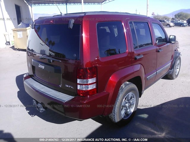 1J8GP28K98W177255 - 2008 JEEP LIBERTY SPORT MAROON photo 4