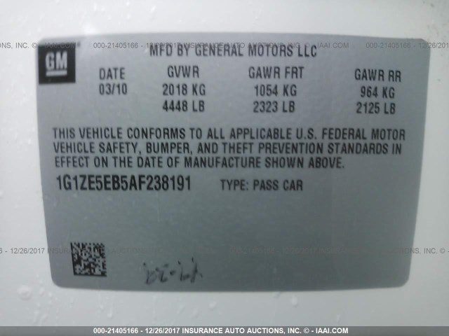 1G1ZE5EB5AF238191 - 2010 CHEVROLET MALIBU LTZ 奶油色 照片 9