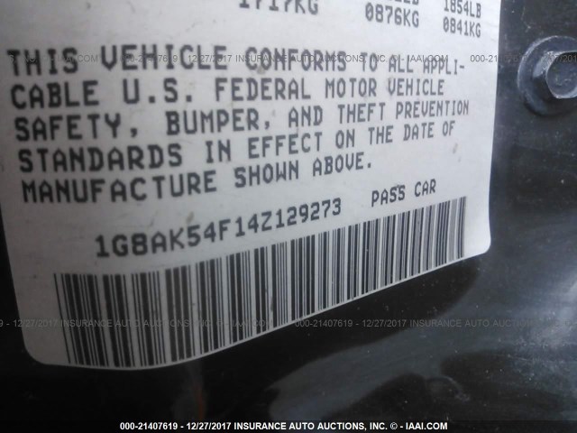 1G8AK54F14Z129273 - 2004 SATURN ION LEVEL 3 TAN photo 9