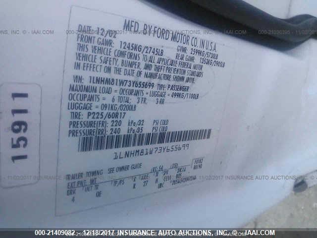 1LNHM81W73Y655699 - 2003 LINCOLN TOWN CAR EXECUTIVE Unknown photo 9