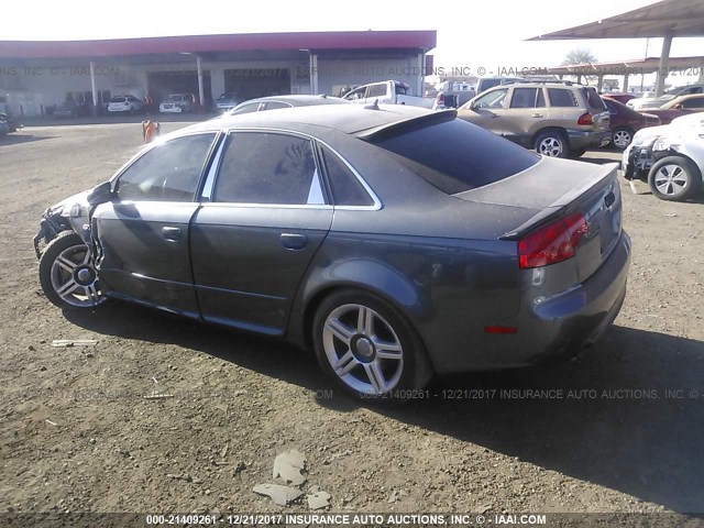 WAUAF78E68A058810 - 2008 AUDI A4 2.0T GRAY photo 3