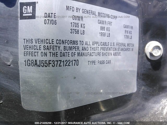 1G8AJ55F37Z122170 - 2007 SATURN ION LEVEL 2 Tünd qırmızı foto 9
