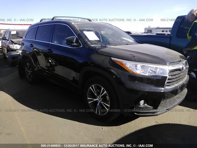 5TDJKRFH2GS337289 - 2016 TOYOTA HIGHLANDER XLE BLACK photo 1