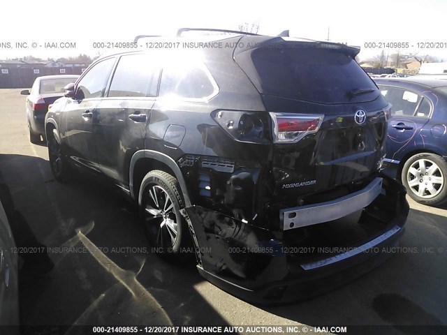 5TDJKRFH2GS337289 - 2016 TOYOTA HIGHLANDER XLE BLACK photo 3