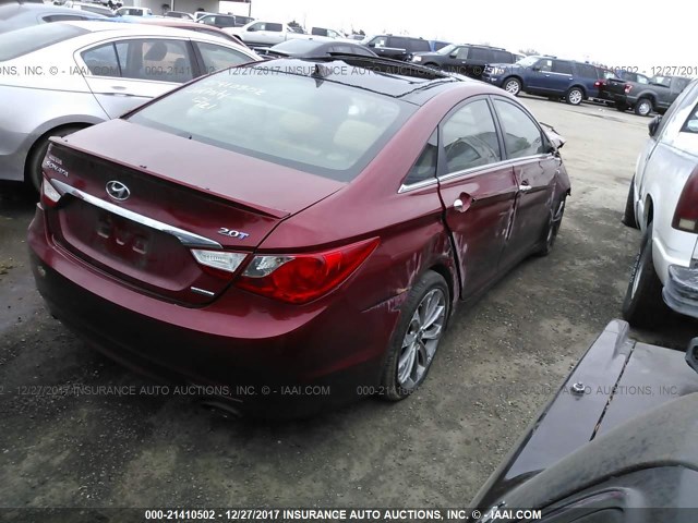 5NPEC4AB5CH489491 - 2012 HYUNDAI SONATA SE/LIMITED MAROON photo 4