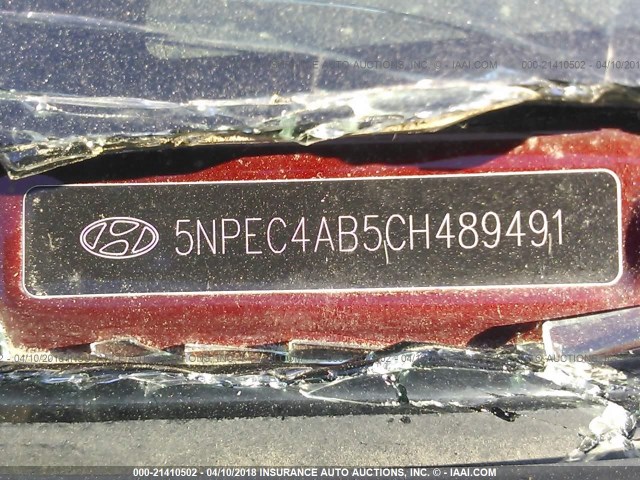 5NPEC4AB5CH489491 - 2012 HYUNDAI SONATA SE/LIMITED MAROON photo 9