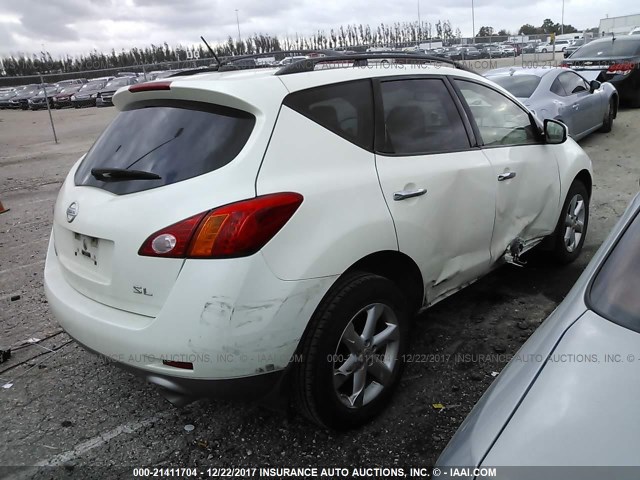 JN8AZ18U09W023641 - 2009 NISSAN MURANO S/SL WHITE photo 4