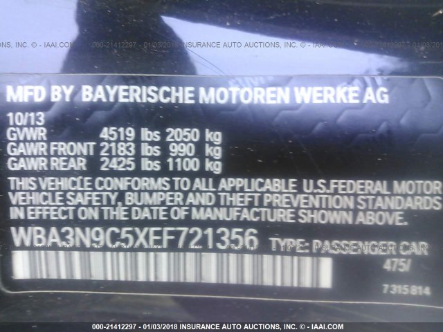 WBA3N9C5XEF721356 - 2014 BMW 428 XI BLACK photo 9