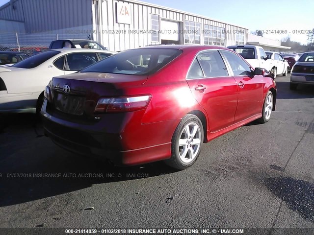 4T1BE46K47U028201 - 2007 TOYOTA CAMRY NEW GENERAT CE/LE/XLE/SE RED photo 4