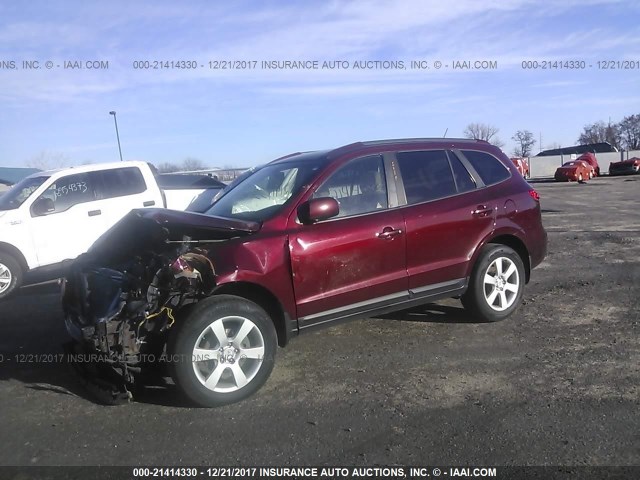 5NMSH73E48H166907 - 2008 HYUNDAI SANTA FE SE/LIMITED RED photo 2