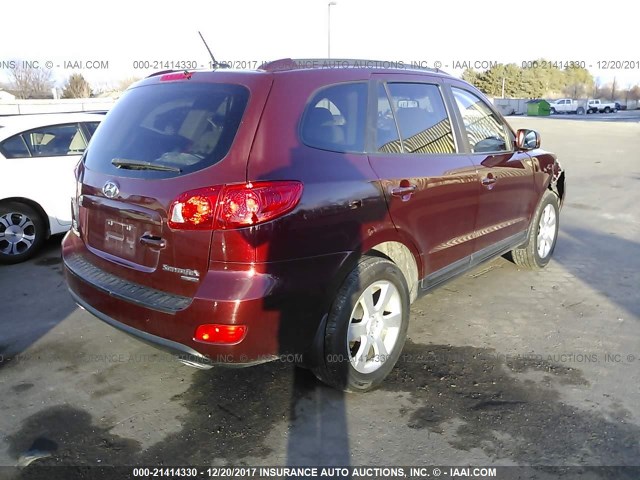 5NMSH73E48H166907 - 2008 HYUNDAI SANTA FE SE/LIMITED RED photo 4