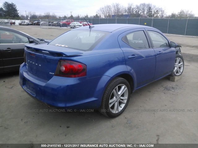 1C3CDZCB5DN611156 - 2013 DODGE AVENGER SXT BLUE photo 4