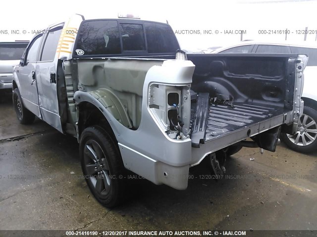 1FTFW1CF8BKD93820 - 2011 FORD F150 SUPERCREW SILVER photo 3