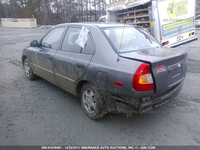 KMHCG45C32U404159 - 2002 HYUNDAI ACCENT GL GRAY photo 3