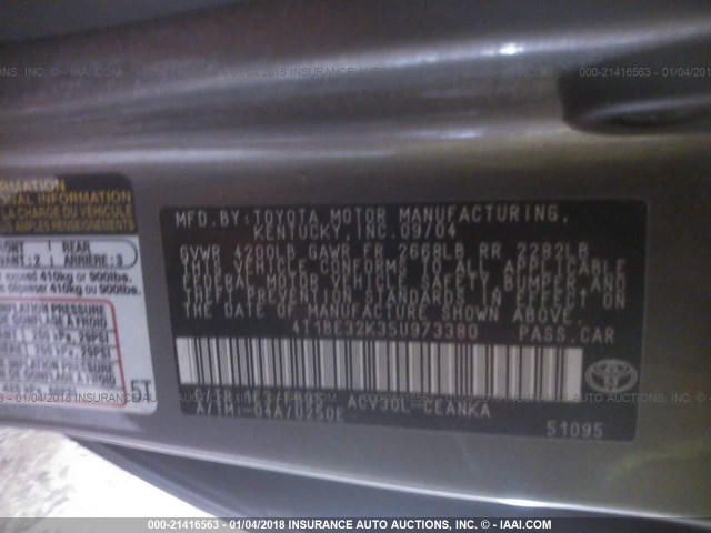 4T1BE32K35U973380 - 2005 TOYOTA CAMRY LE/XLE/SE Gümüş foto 9