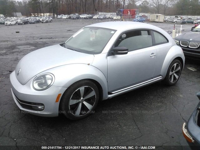 3VW4A7AT8CM631707 - 2012 VOLKSWAGEN BEETLE TURBO SILVER photo 2