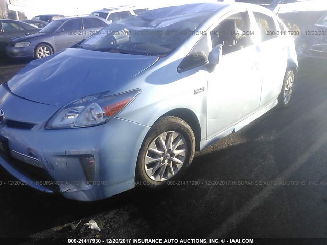 JTDKN3DP7C3024219 - 2012 TOYOTA PRIUS PLUG-IN  BLUE photo 2