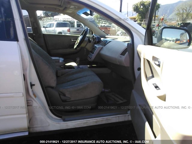 JN8AZ08T27W503677 - 2007 NISSAN MURANO SL/SE/S WHITE photo 5