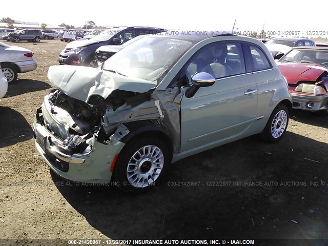 3C3CFFCR7CT382628 - 2012 FIAT 500 LOUNGE GREEN photo 2