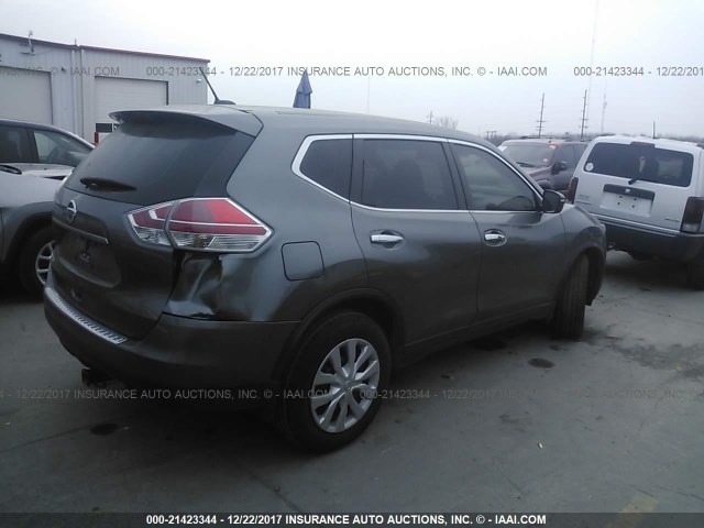 KNMAT2MT4FP547994 - 2015 NISSAN ROGUE S/SL/SV GRAY photo 4