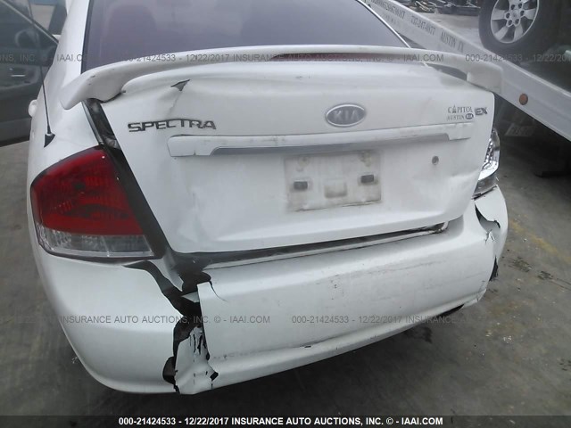 KNAFE121175477036 - 2007 KIA SPECTRA EX/LX WHITE photo 6