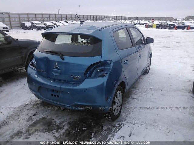 ML32A4HJXFH060648 - 2015 MITSUBISHI MIRAGE ES BLUE photo 4