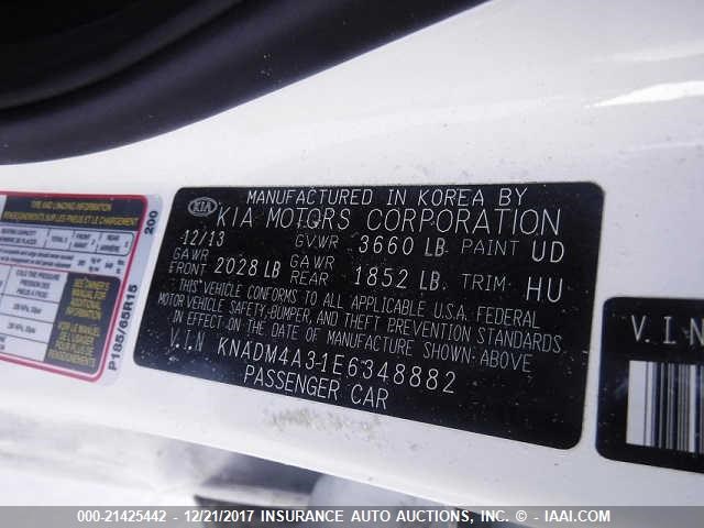 KNADM4A31E6348882 - 2014 KIA RIO LX Սպիտակ լուսանկար 9