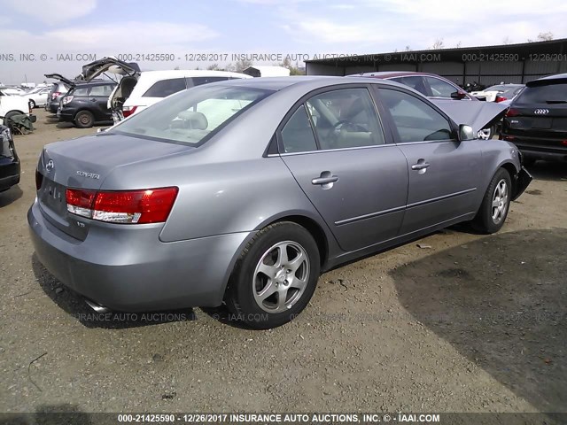 5NPEU46F96H023169 - 2006 HYUNDAI SONATA GLS/LX GRAY photo 4