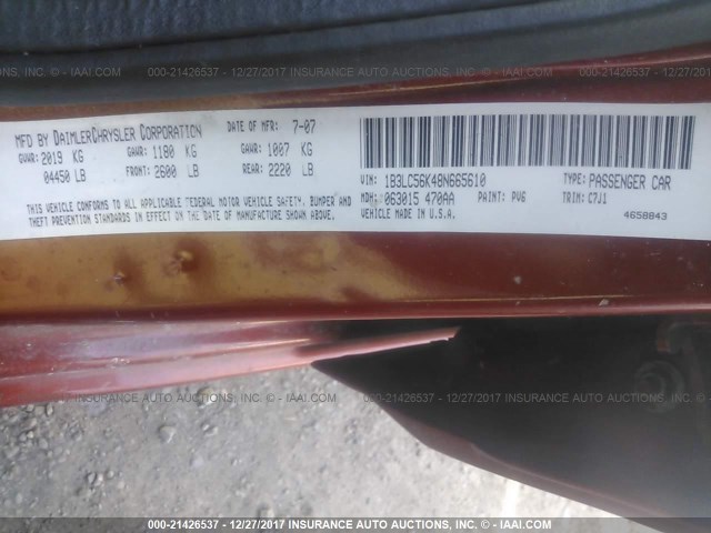 1B3LC56K48N665610 - 2008 DODGE AVENGER SXT ORANGE photo 9