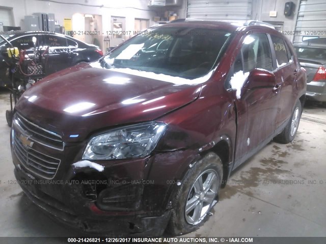 3GNCJLSB0GL233441 - 2016 CHEVROLET TRAX 1LT MAROON photo 2