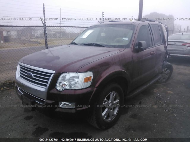 1FMEU6DEXAUA83638 - 2010 FORD EXPLORER XLT BURGUNDY photo 2