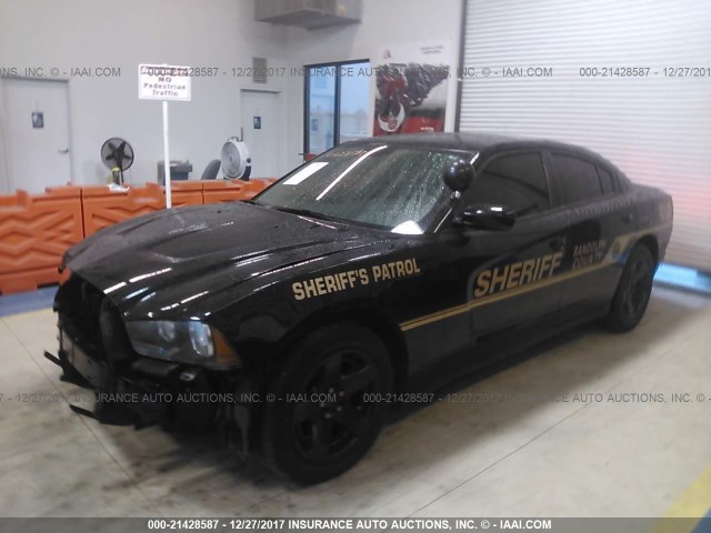 2C3CDXAT1DH722022 - 2013 DODGE CHARGER POLICE BLACK photo 2