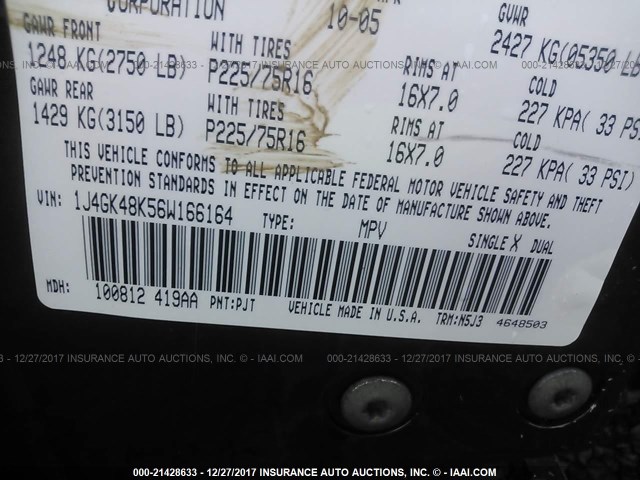 1J4GK48K56W166164 - 2006 JEEP LIBERTY SPORT 绿色 照片 9