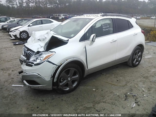 KL4CJASB1EB720976 - 2014 BUICK ENCORE WHITE photo 2