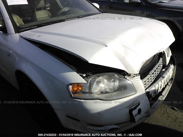 WAUDF78E26A254933 - 2006 AUDI A4 2.0T QUATTRO WHITE photo 6