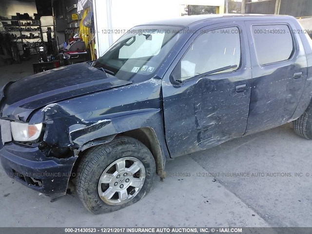 5FPYK16459B104650 - 2009 HONDA RIDGELINE RTS BLUE photo 6