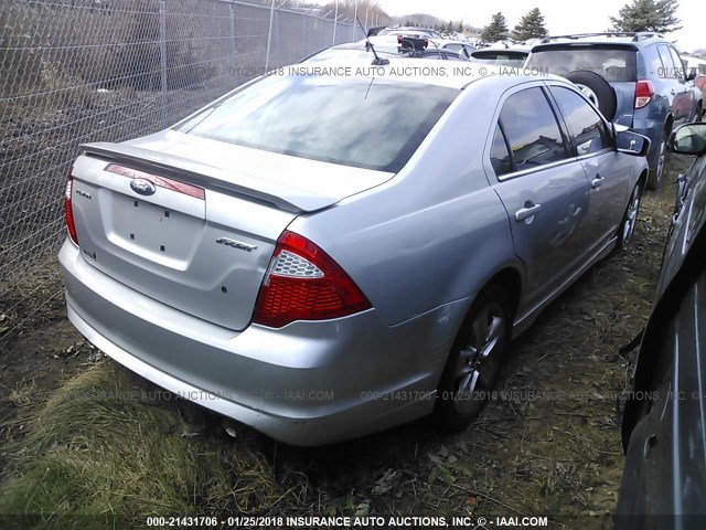 3FAHP0KC5AR152384 - 2010 FORD FUSION SPORT SILVER photo 4