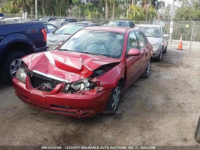 KMHDN46D36U312248 - 2006 HYUNDAI ELANTRA GLS/GT/LIMITED RED photo 2