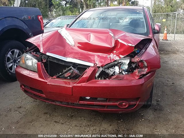 KMHDN46D36U312248 - 2006 HYUNDAI ELANTRA GLS/GT/LIMITED RED photo 6