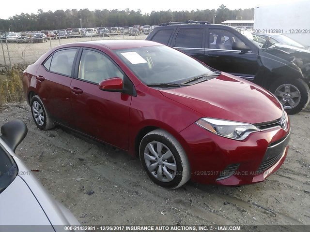 2T1BURHE1FC411696 - 2015 TOYOTA COROLLA L/LE/LE PLS/PRM/S/S PLS RED photo 1