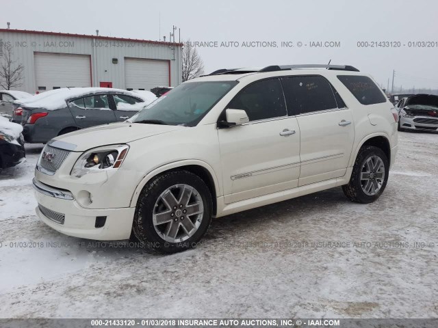 1GKKRTED0CJ178344 - 2012 GMC ACADIA DENALI WHITE photo 2