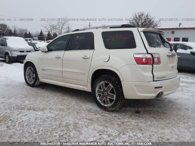 1GKKRTED0CJ178344 - 2012 GMC ACADIA DENALI WHITE photo 3