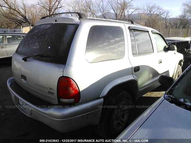 1D4HS48N53F603146 - 2003 DODGE DURANGO SLT SILVER photo 4