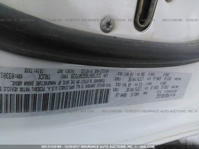 3C6TR5HT8GG307539 - 2016 RAM 2500 ST WHITE photo 9