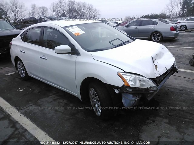 3N1AB7APXEL664791 - 2014 NISSAN SENTRA S/SV/SR/SL WHITE photo 1