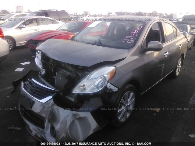 3N1CN7AP2EL851913 - 2014 NISSAN VERSA S/S PLUS/SV/SL GRAY photo 2