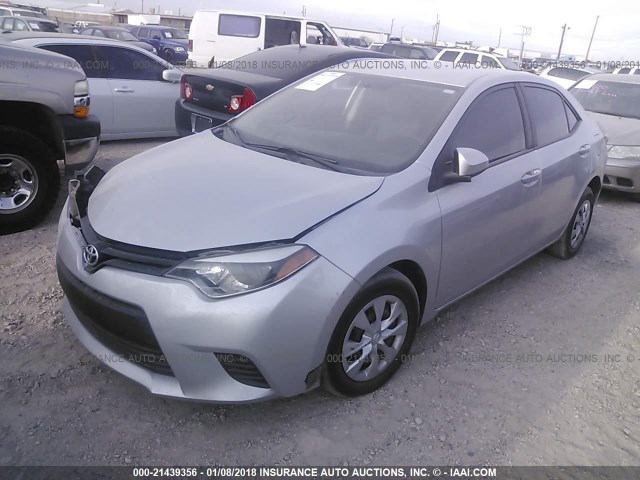 5YFBURHE6FP224728 - 2015 TOYOTA COROLLA L/LE/LE PLS/PRM/S/S PLS SILVER photo 2